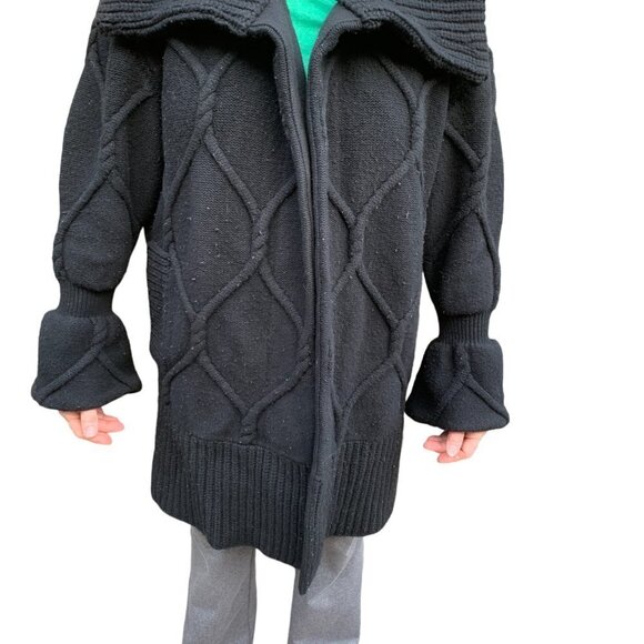 VINTAGE Cashmere Wool Quilted Burberry Jacket XL Black - Picture 2 of 10